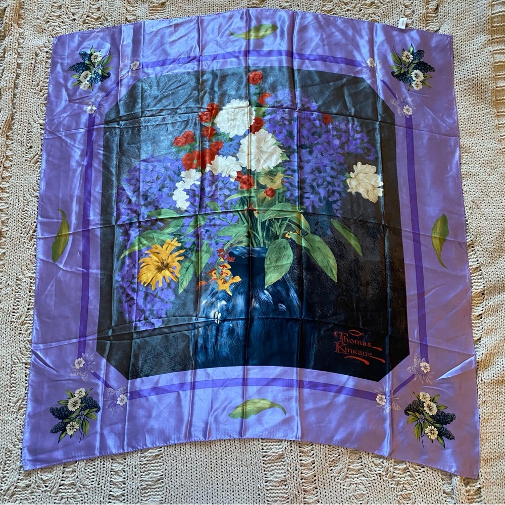 Thomas Kinkade silk floral scarf
